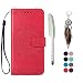 Produktbild LA-Otter Samsung Galaxy S7 hülle Leder Mandala Rot Tasche handyhüllen mit Kartenfach Lederhülle Schutzhülle Flip Case Klapphülle