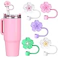 Spove 5PCS Begonia Silicone Straw Covers for Stanley Cup, Reusable Dust-Proof Straw Tip Lids Compatible with Stanley 30oz & 40oz Tumblers, 10mm (0.4in) Drinking Straw Covers