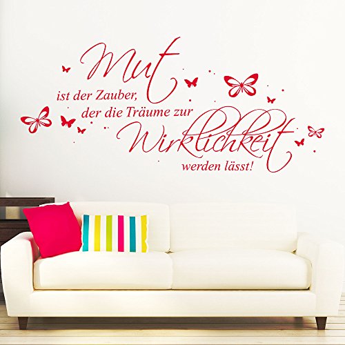 Wandtattoo Loft Schriftzug: „Mut ist der Zauber, der die Träume zur Wirklichkeit werden lässt!“ – Wandtattoo / 49 Farben / 3 Größen / dunkelgrau / 35 x 78 cm - 4