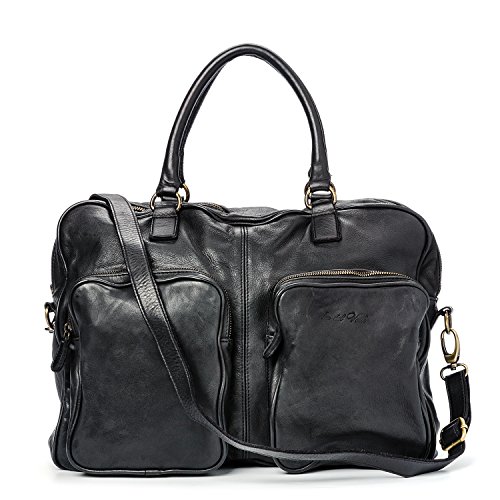 California bag vintage donna in vera pelle (Nero)