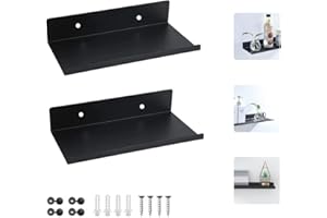 SCHYIDA Wandregal Schwarz Metall, 2 Stück Metallregal Wandregale Wandboard Schweberegal Bücherregal Wand Küchenregal Schwebendes Hängeregal Floating Shelves für Büro, Zuhause, 20 * 12 * 4CM