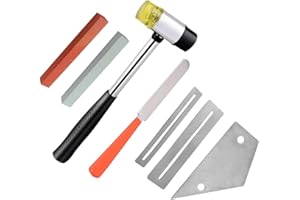 Alnicov Stainless Steel Guitar Fret Crowning File, Fret Rocker, Fingerboard Protectors Set Fret Levelling Grinding Tool Kit for Luthier and Guitar Players-7PCS