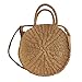 Produktbild Runde Handtasche, brandneue Mode Strand Stroh geflochten gewebt Strandtasche Dual-Purpose Travel Sling Bag Umhängetasche