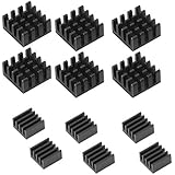 MFH-D 12Pcs Aluminum Heatsink Cooler Cooling Kit for Raspberry Pi 3, Pi 2, Pi Model B+ Black