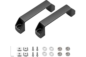 BigCheer Bügelgriff, 2 Stück Griffe Handgriff aus Aluminiumlegierung für 30er Serie Aluminiumprofil, Bohrlocherabstand 120mm, mit T-Mutter, Schrauben & Schraubenschlüssel (Schwarz)