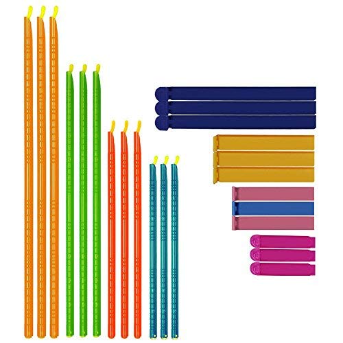 Lot de 24 Sac d'étanchéité Clips, Senhai 2 types Plastique Enduit bâton hermétique Clamp pour conservation Nourriture Sac à goûter - Multi Longueur, couleur aléatoire