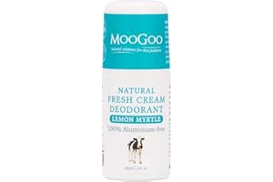 MooGoo Natural Deodorant Lemon Myrtle - Non-Irritating, Bicarb & Aluminium-Free Roll-On, Odour Control for Adults & Kids, 60ml / 2 fl.oz.