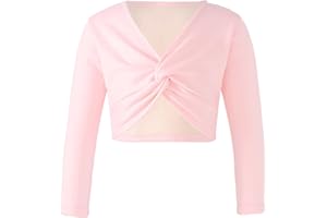 YUUMIN Enfant Fille Boléro De Danse Classique Cache-Coeur Cardigan Cape Gymnastique Haut Court Ballet Latine Sweat-Shirt À Manches Longues Dancewear 5-16 Ans
