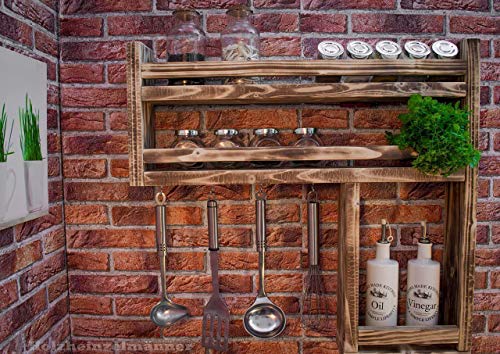 Gewürzregal aus Holz mit viel Platz - hergestellt aus recyceltem Altholz - Upcycling Regal - Gewürzregal aus Holz mit viel Platz - hergestellt aus recyceltem Altholz - Upcycling Regal -