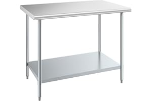 Nisorpa Stainless Steel Table,Heavy Duty Commercial Kitchen Work Table Stainless Steel Food Prep Table with Adjustable Undershelf - Load up to 250Kg (90 x 60 x 85 cm)