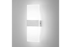 Lightsjoy 12W Aplique de Pared Interior, Lámparas de Pared LED Modernas, Hacia Arriba Hacia Abajo Iluminación de Pared para el Dormitorio Pasillo Sala de Estar Escaleras (Blanco Frío)