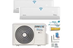 DIMSTAL A++/A++ Duo-Split SelfClean WiFi/WLAN/App Steuerung Golden-Fin 2,6 + 2,6 kW 9000+9000 BTU MultiSplit Klimaanlage INVERTER Klimagerät mit zwei Inneneinheiten 2 Innengeräten und Heizung