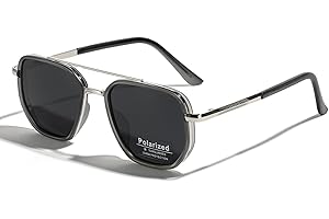 LIGOES TR90 Lunettes de soleil polarisées rétro carré plat double pont plein cadre UV400