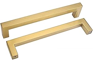 goldenwarm 20Pack Brushed Brass Door Handles Gold Kitchen Cabinet Cupboard Handles Hole Center 160mm(6-1/4in)