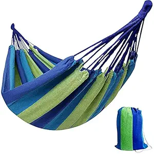 KIRFIZ Canvas Hammock, 1 Person Camping Hammock ,Swing Bed with Strong Rope Outdoor Hammock with Perfect for Patio Porch,Garden Backyard for Traveling, Camping, Hiking, Backpacking Lounging