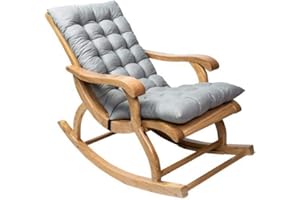 Fauitay Coussin de Chaise Longue en Daim, Coussin de Chaise à Bascule Antidérapant, Chaise Longue de Jardin, Coussin de Siège rembourré épais matelassé avec Attaches (Gris)