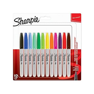 Sharpie 2065404 Lot de 12 Marqueurs permanent pointe fine Couleurs Assorties