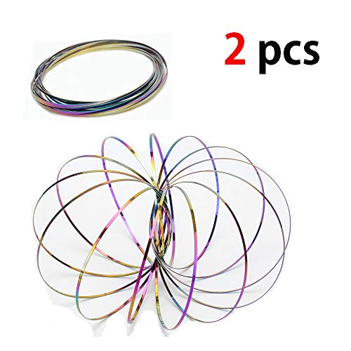 Snncan Kenetic Spring Toy, [2 Pcs] 3D Flow Rings Kinetique Toroflux Jonglage Depliable Jouet Jeu Interactif Magique Bracelet