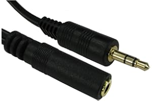 FPUK 3.5mm Jack Headphone/Mic Extension Cable Lead, Black - 10m