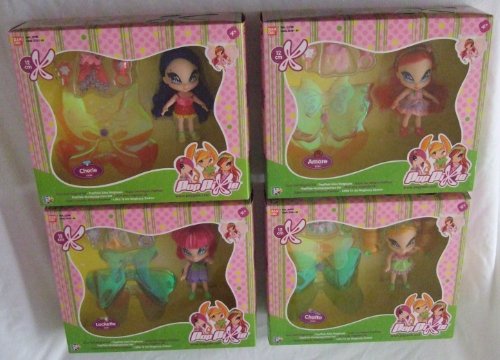 PopPixie (Complete Set of 4) Doll Magical Sets. 12cm Amore, Chatta, Lockette & Cherie. (Winx Club Pixies!)