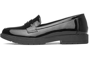 Lilley Womens Black Patent Loafer Shoes