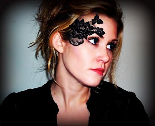Adhesive Black Lace Masquerade Accessory (adheres to skin & reusable!) by LacedAndWaisted (comes with liquid adhesive) no stick or strap needed! (strapless)