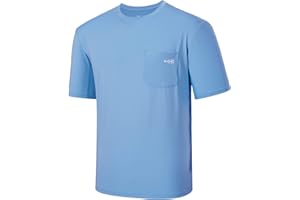 Bassdash Uomo UPF 50+ Performance Maglietta Tascabile a Maniche Corte Protezione Solare UV Pesca Escursione Kayak Camicie Sportive