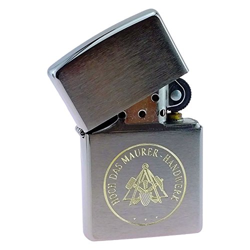 Gravurmanufaktur Berlin Sturmfeuerzeug für Maurer Handwerk und Zunftmotiv Benzin-Sturm-Feuerzeug - Maurer-Kunst - ohne Zubehör