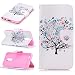 Produktbild LMAZWUFULM Hülle für LG Mobile K10 2017 / LG M250N 5,2 Zoll PU Leder Magnetverschluss Brieftasche Lederhülle Malerei Blumenbäume Muster im Bookstyle mit Stent-Funktion und Karten Slot Schutzhülle Ledertasche Flip Cover für LG Mobile K10 2017 / LG M250N (5,2 Zoll)