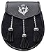 Produktbild Schottischer Sporran Schwarz Highland Diestel Leder mit 3 Fransen