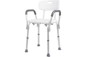 GOVITA Rehab - Sedia da doccia con schienale e braccioli estraibili - sedile da doccia da vasca, sedia regolabile in altezza - Ausilio Supporto per Anziani