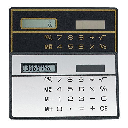 Alxcio 8 Digits Basic Calculator, 2 pcs Ultra Thin Mini Size Solar Powered Credit Card Design Pocket Calculator, Black*1 + White*1 - Image 4