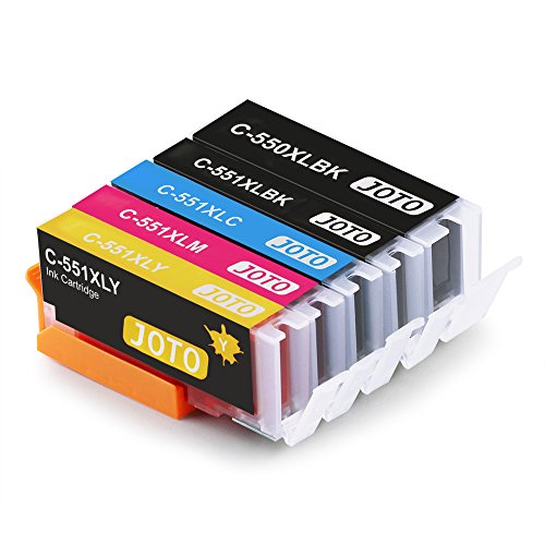 JOTO PGI-550XL CLI-551XL Cartuchos de tinta Reemplazo para Canon PGI-550XL CLI-551XL PGI-550 CLI-551  1PGBK  1BK  1C  1M  1Y  Alta Capacidad Compatible con Canon Pixma MG5450 MG5550 MG5650 MG6450 MG6350 MG6650 MX925 MX725 MX725 IP7250
