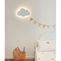 HKLY Applique Murale Nuage Chambre Enfant Rechargeable USB - Lampe Chevet Sans Fil 5000mAh, 3000K-6000K Blanc
