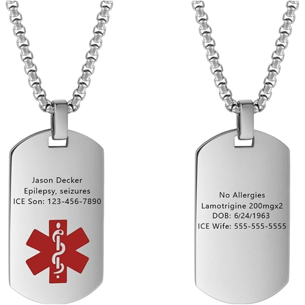 Collana Personalizzata Con Avviso Medico, Targhetta - Foto 3