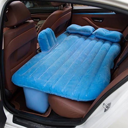 Toddler Kids Car Travel Inflatable Mattress SUV Auto Air Bed Camping Outdoor Sedans Trucks Universal AirBed Backseat Cushion, Blue