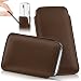 Produktbild moex Motorola Moto Z2 Force Hülle Braun Sleeve [OneFlow Slide Cover] Ultra-Slim Schutzhülle Dünn Handyhülle für Lenovo Moto Z2 Force Case Full Body Handytasche Kunst-Leder Tasche