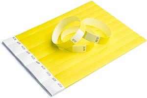 iboo 500 braccialetti in carta Tyvek giallo per il controllo e la sicurezza, per eventi, feste, festival e viaggi, braccialetti d'ingresso