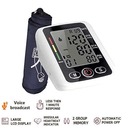 Monitor de presión arterial, PRCMISEMED Brazo superior Medición digital automática de la presión arterial y pulso del ritmo cardíaco con brazalete de amplio rango para uso doméstico