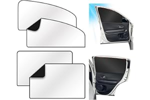 URAQT Osłona przeciwsłoneczna na szyby samochodowe, 4 sztuki w zestawie, srebrne osłony przeciwsłoneczne na boczne szyby samochodowe dla dzieci, magnetyczne osłony przeciwsłoneczne na szyby