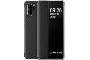 EUDTH Huawei P30 Pro etui Smart View skórzane etui z klapką etui z klapką z klapką dla Huawei P30 Pro 6.47" - czarne