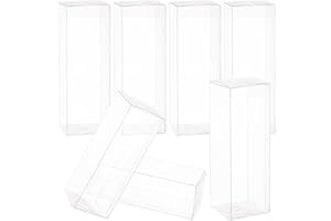 BENECREAT 30PCS PVC Caja Plegable Cajita Plástica 5x5x15cm Envase Transparente de Regalo Contenedor de Dulce Chocolate para Boda Fiesta Cumpleaños