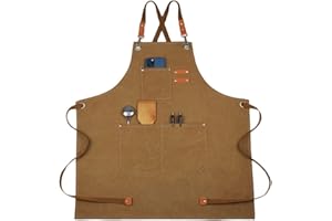 Morwealth Grillschürze Für Männer Verlängert Canvas Wasserdicht Arbeitsschürze, Kreuz-Rücken Design,Schweisserschürze,Kochschürze Schürze für Männer und Frauen