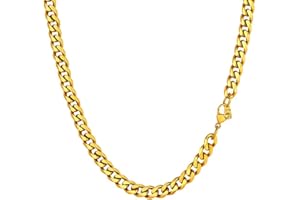 PROSTEEL Chaîne Collier Cubaine Homme 3mm/6mm/9mm/12mm en Acier Inoxydable/Plaqué Or - Longueur 36cm/46cm/51cm/55cm/61cm/66cm/71cm/76cm