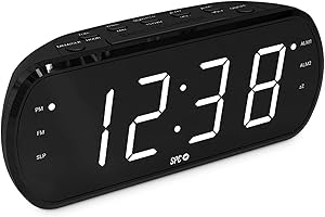 SPC Frodi View – Radiodespertador con Pantalla LED 1,8” y números XXL | Doble Alarma y función Snooze 9 Minutos | Regulador de luz con Apagado Total | Radio FM | Funciona Conectado a la Corriente