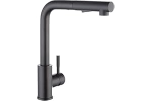 CECIPA Rubinetto Lavello Cucina Nero con 2 Modalità, Miscelatore Cucina con Doccetta Estraibile, Rubinetto con Beccuccio Girevole a 360°, Acqua Calda e Fredda, Acciaio Inox 304 (Nero)