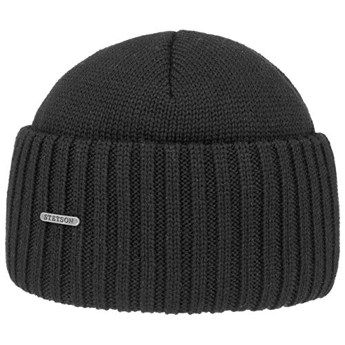 Stetson Northport Berretto Invernale in Lana Merino - Made in Italy - Cappello da Marinaio da Donna/Uomo - Berretto di Lana Autunno/Inverno - Nero Taglia Unica