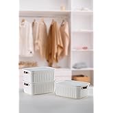 Deconox 1 Organizer Box with Lid, Decorative Storage Box, Organizer (35cm*25cm*14cm) WHITE 10 LITERS