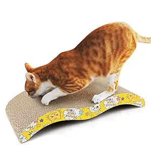 Areedy Cat Scratcher Cardboard M Shape Scratch Pad,?Reversible Durable Corrugated Scratching Pad Lounge Sofa Bed