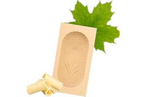 HOFMEISTER HOLZWAREN HOFMEISTER® stampo per burro in legno 250 g, 19 cm, motivo stella alpina, fatto a mano in Germania, stampo decorativo angolare in acero domestico